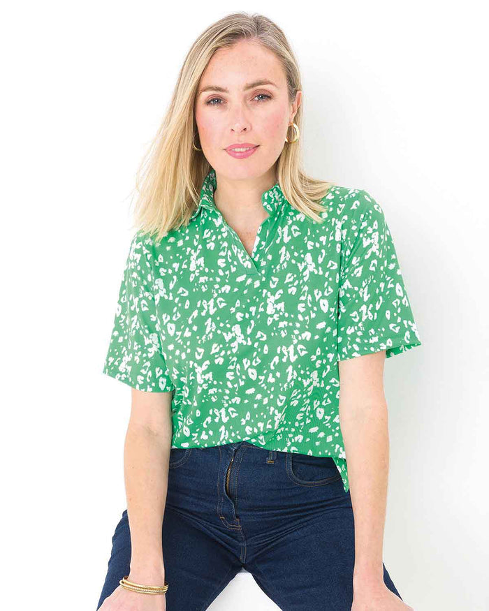 Delilah Floral Short Sleeved Polo Top - The Classic Boutique