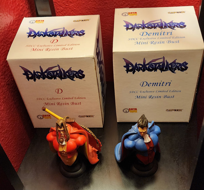 Demitri and Dee Darkstalkers SDCC Exclusive Resin Busts LOT (Limited Edition)