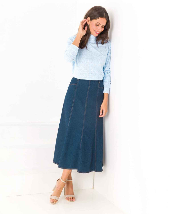 Denim Skirt - Blue - Image 1 - The Classic Boutique