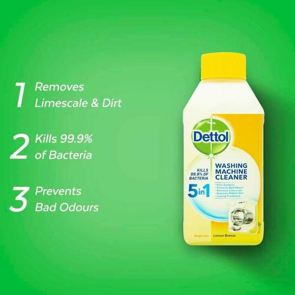 Dettol Washing machine cleaner 5 in 1 (lemon breeze) - 250ml - Shoppers-kart.com