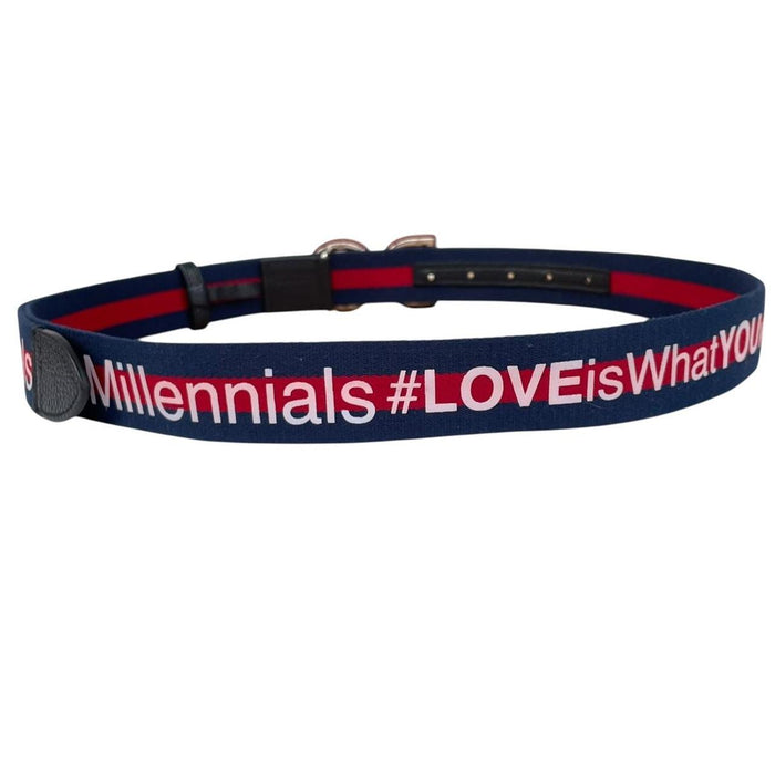 Dolce &amp; Gabbana Red and Navy Blue Millennials Fabric/Leather Belt