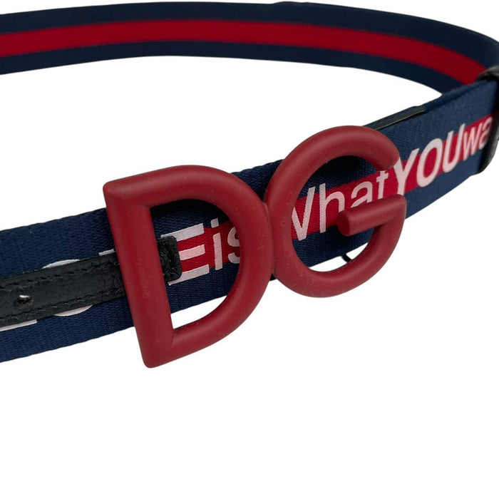 Dolce &amp; Gabbana Red and Navy Blue Millennials Fabric/Leather Belt