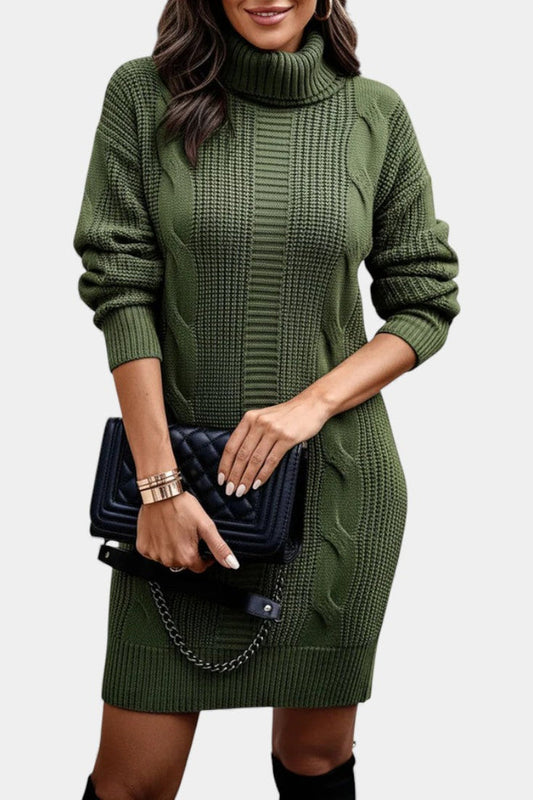Elinora  - Robe Pull Col Roulé Maille Cosy