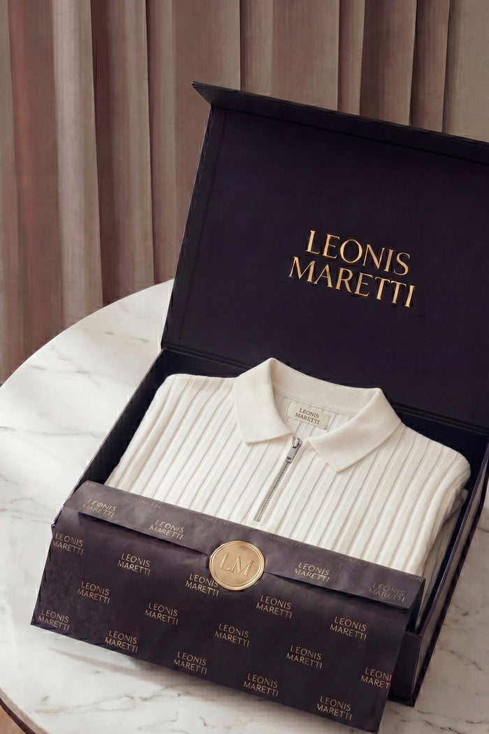 Elio Ribbed Zip Polo White