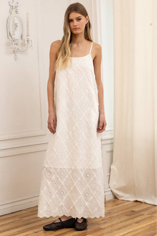 Embroidered Eyelet Cami Maxi Dress