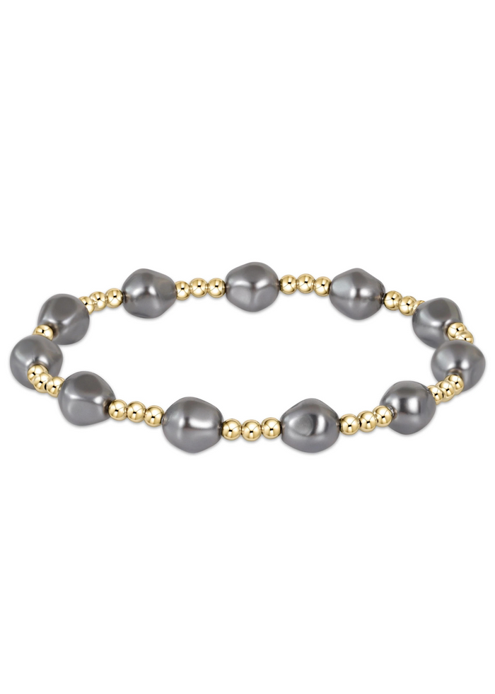 enewton Designs Admire Gold 3mm Bead Bracelet - Pearl/Dark Grey