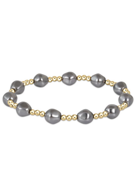 enewton Designs Admire Gold 3mm Bead Bracelet - Pearl/Dark Grey