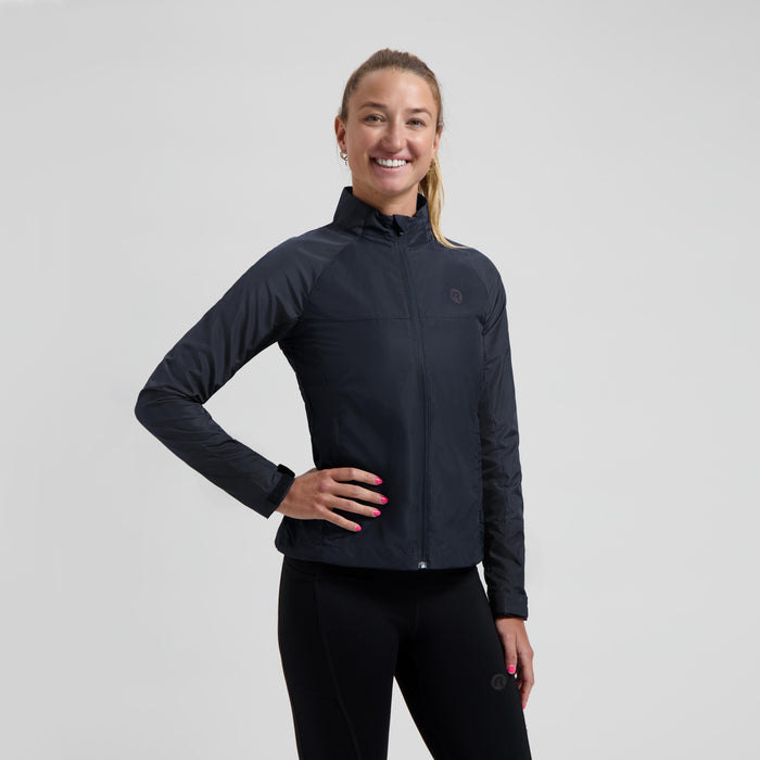 Rogelli Enjoy III hardloopjack dames paars gedragen voorkant.
