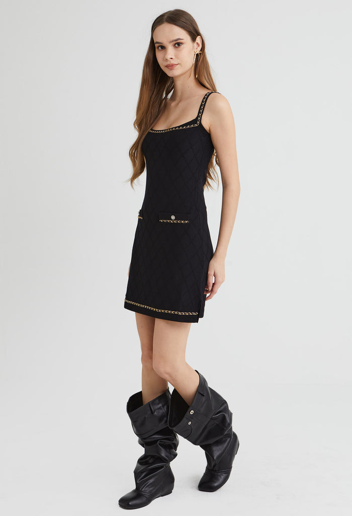 Faux Chained Knitted Mini Dress