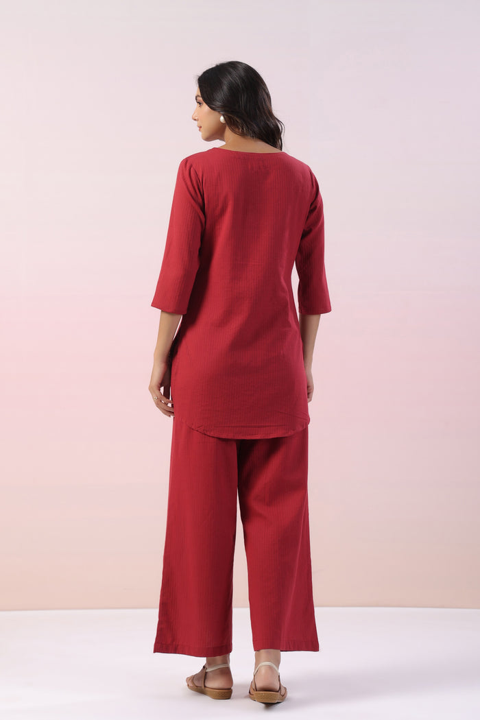 Faye Solid Cotton Palazzo Loungewear Set
