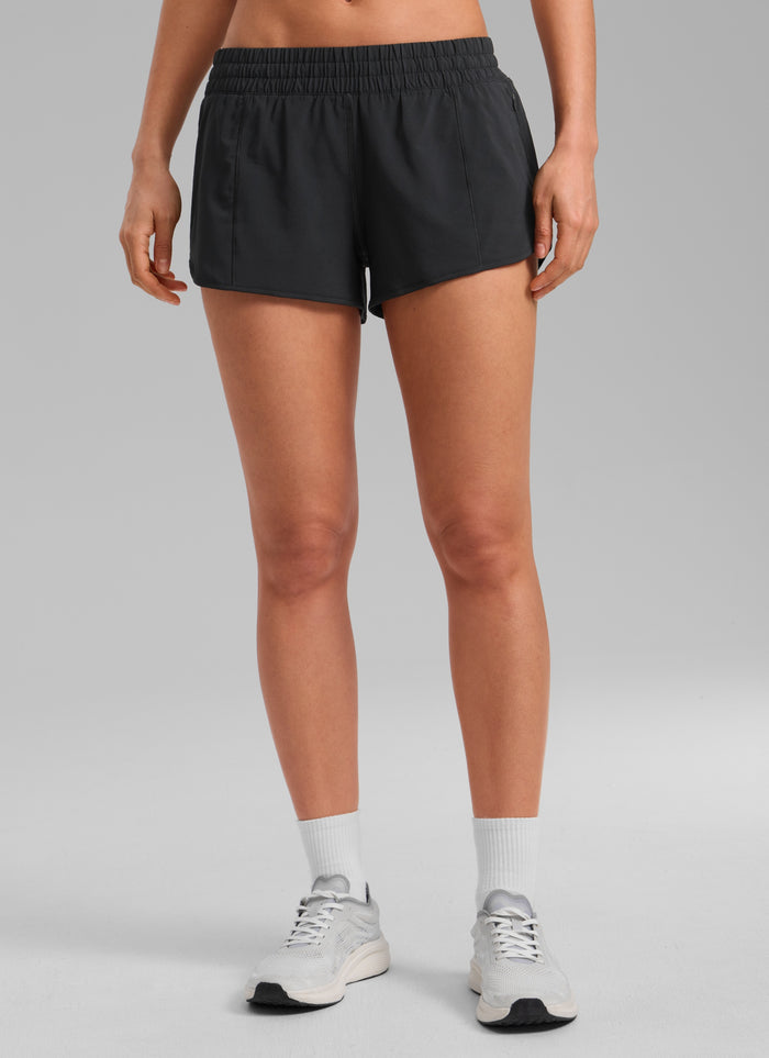 CRZ YOGA Women's Running Feathery-Fit Low Rise Lined Shorts 2.5'' Black