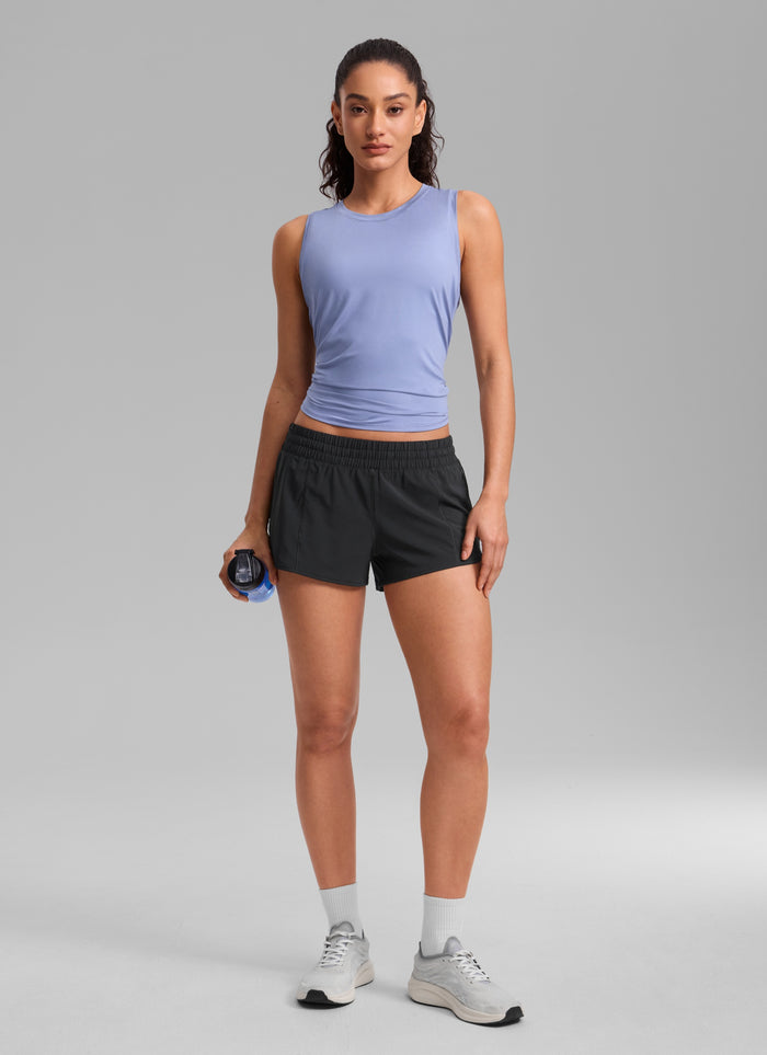 CRZ YOGA Women's Running Feathery-Fit Low Rise Lined Shorts 2.5'' Black