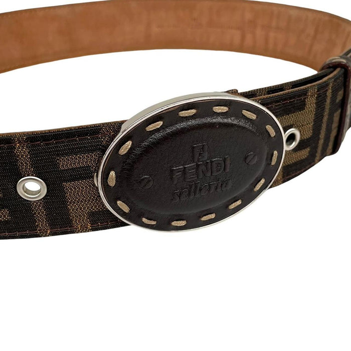Fendi Brown and Black Zucca Monogram Canvas/Leather Belt