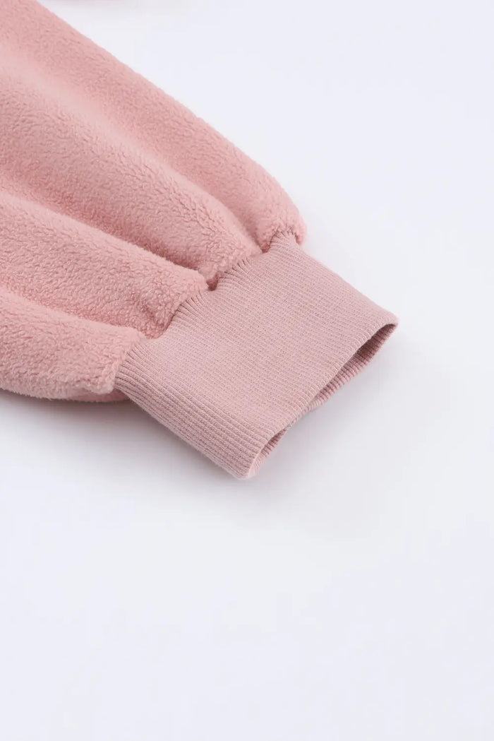 Flap Pocket Drawstring Hood Zip Up Jacket – Pink
