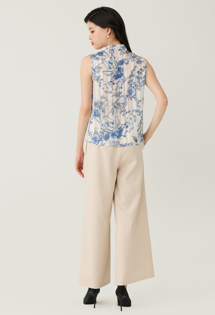 Floral Toile Sheer Sleeveless Blouse