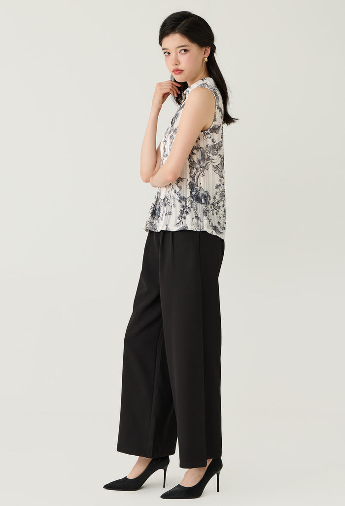 Floral Toile Sheer Sleeveless Blouse
