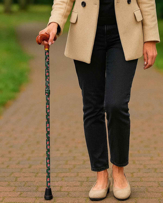 Folding Walking Stick - Floral - Image 1 - The Classic Boutique