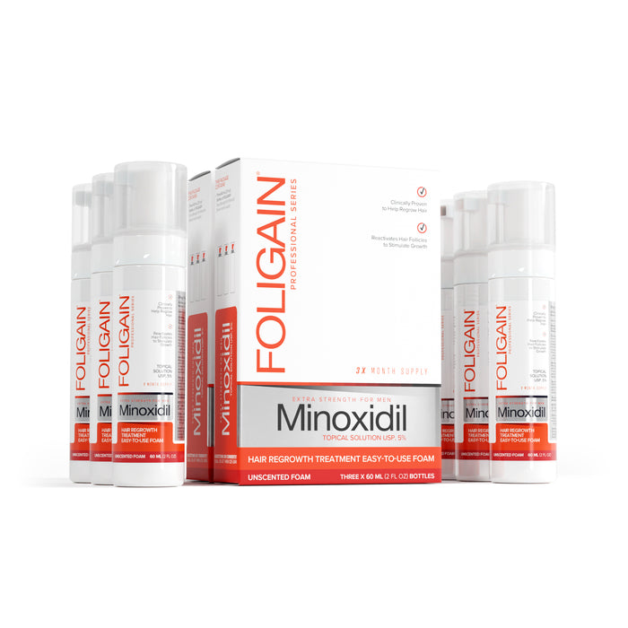 FOLIGAIN Minoxidil 5% Hair Regrowth Foam For Men 6 Month Supply - FOLIGAIN