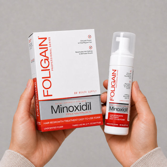 FOLIGAIN® Minoxidil 5% Hair Regrowth Foam For Men 6 Month Supply - FOLIGAIN
