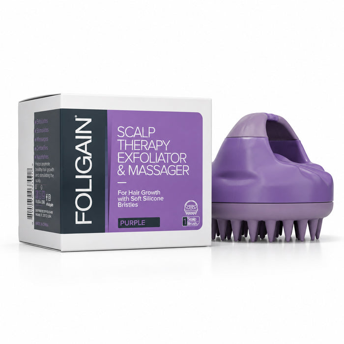 FOLIGAIN® Scalp Therapy Exfoliator & Massager in Purple - FOLIGAIN
