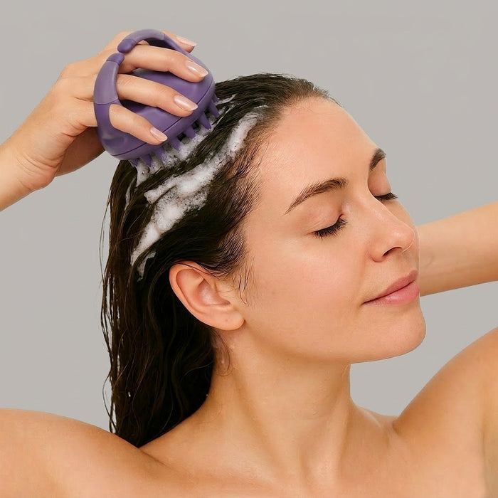 FOLIGAIN® Scalp Therapy Exfoliator & Massager in Purple - FOLIGAIN
