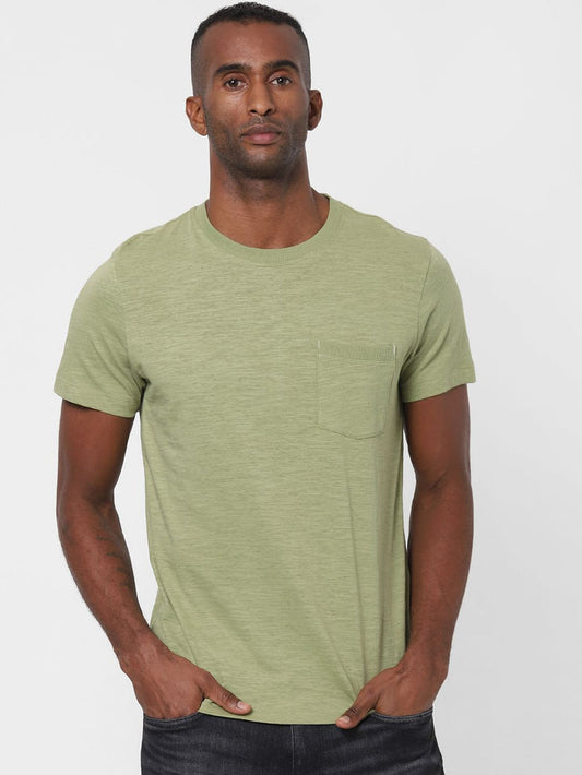 Green Chest Pocket Crew Neck T-Shirt