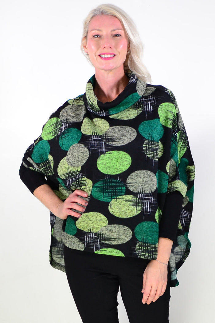 Green Spots Hi Low Tunic Jumper