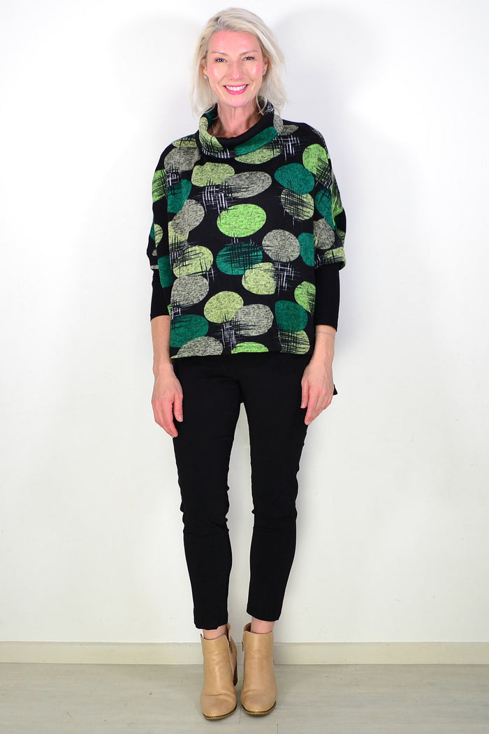 Green Spots Hi Low Tunic Jumper