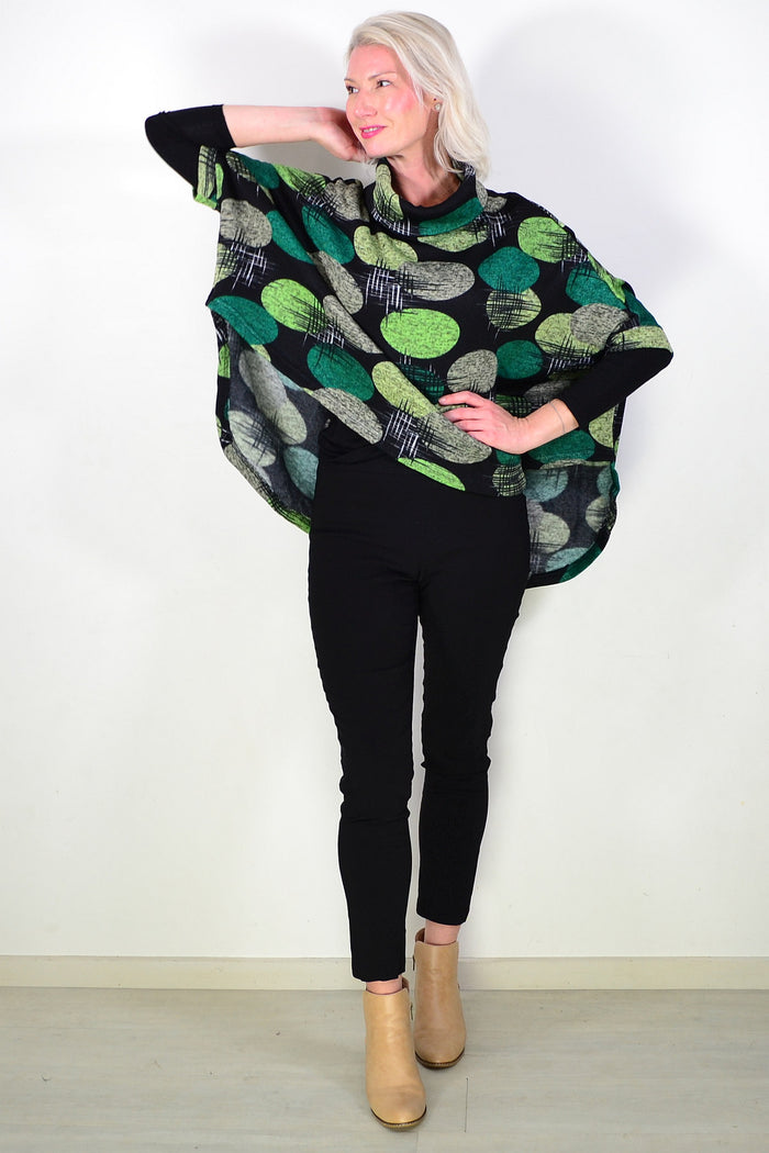 Green Spots Hi Low Tunic Jumper