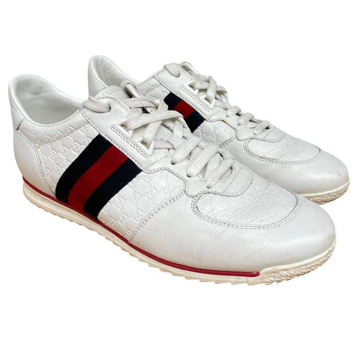 Gucci Ace White Leather Guccisima Monogram Trainers