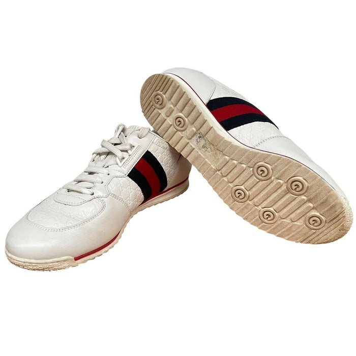 Gucci Ace White Leather Guccisima Monogram Trainers