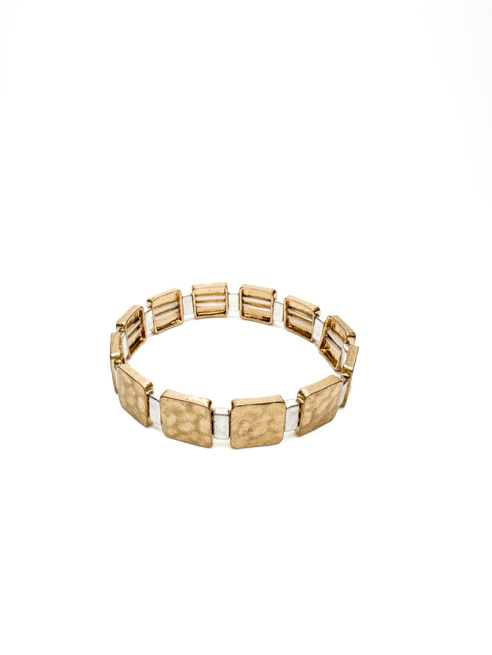 hammered gold link bracelet
