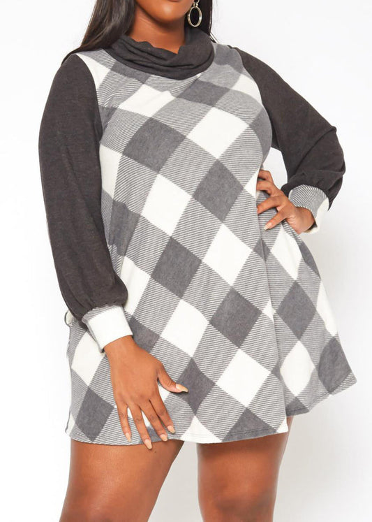 Hi Curvy Plus Size Women Funnel Neck Mini Dress Made In USA