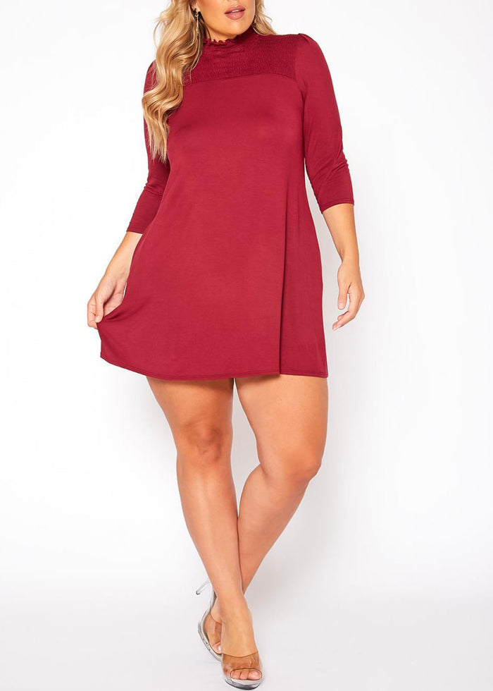 HI Curvy Plus Size Women Smocked Detail Mini Dress Made in USA