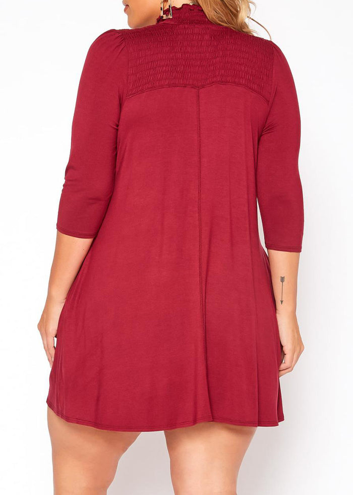 HI Curvy Plus Size Women Smocked Detail Mini Dress Made in USA