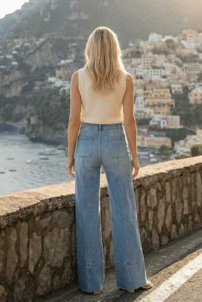High Rise Tummy Control Palazzo Jeans - Born To Glam