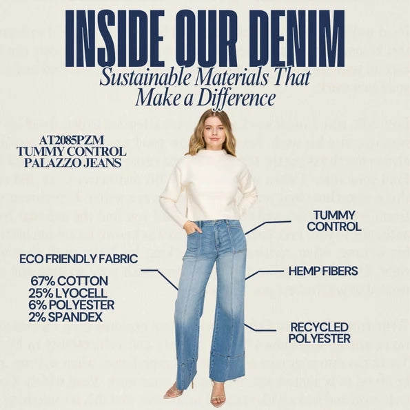 High Rise Tummy Control Palazzo Jeans - Born To Glam