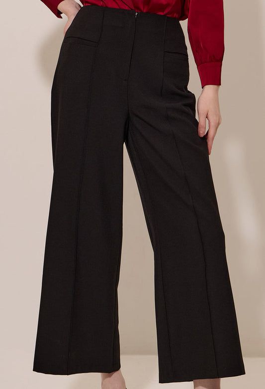 High-Waisted Stitched Crease Trousers