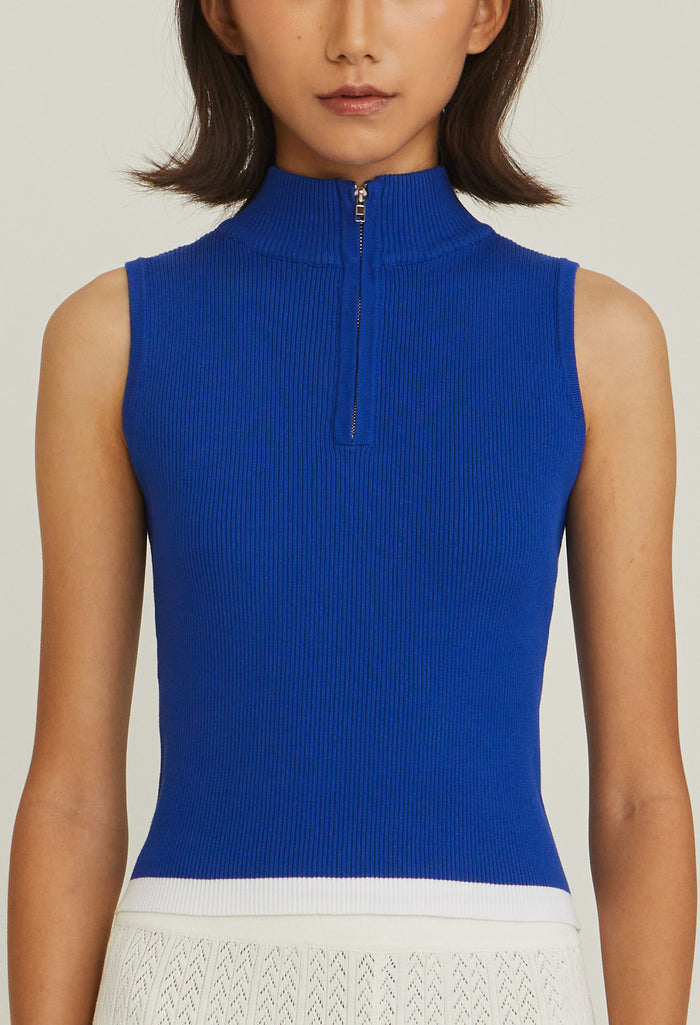 Highneck Sleeveless Fitted Tee