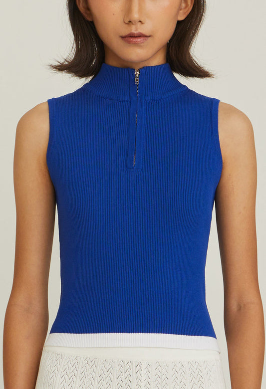 Highneck Sleeveless Fitted Tee