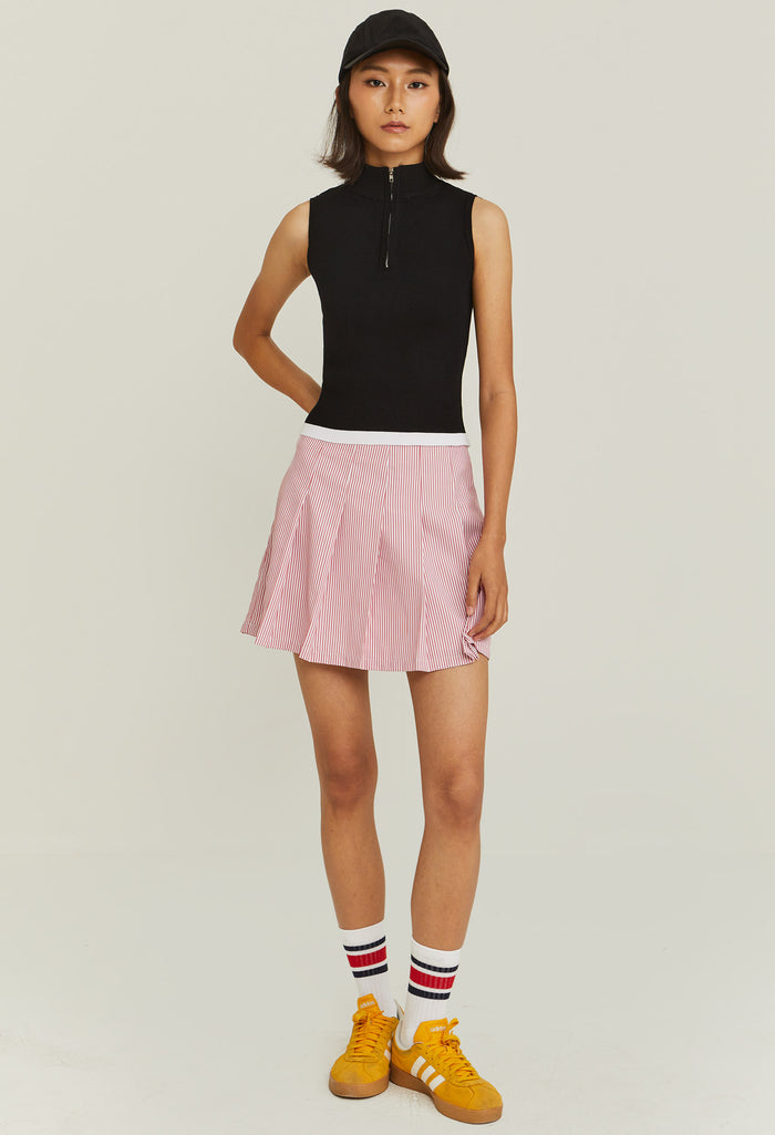 Highneck Sleeveless Fitted Tee