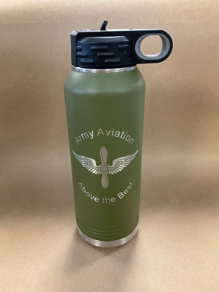 32oz Water Bottle with etched Army Aviation