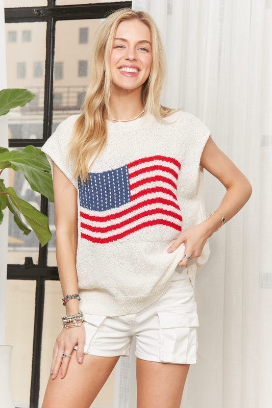 America Flag Tank Top Sweater