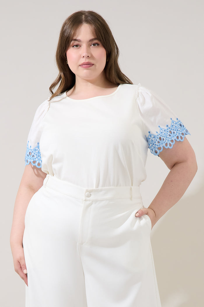 Jainy Embroidered Knit Top Curve