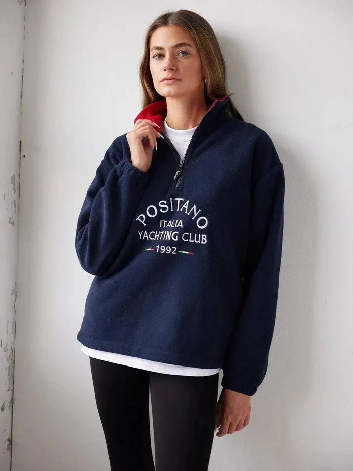 Positano Yacht Fleece - Premium Quarter Zip Fleece Navy - Bascora
