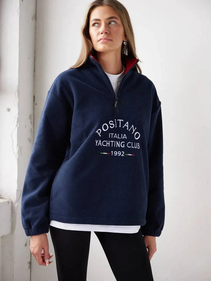 Positano Yacht Fleece - Premium Quarter Zip Fleece Navy - Bascora