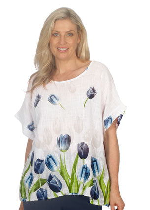 Jillian Cotton Tulip Print Top