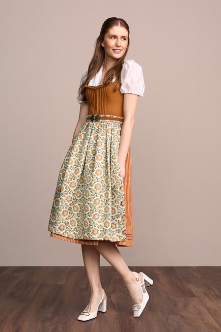 Julia Trentini Azura Dirndl, Orange — 70cm Long