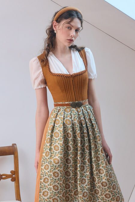 Julia Trentini Azura Dirndl, Orange — 70cm Long