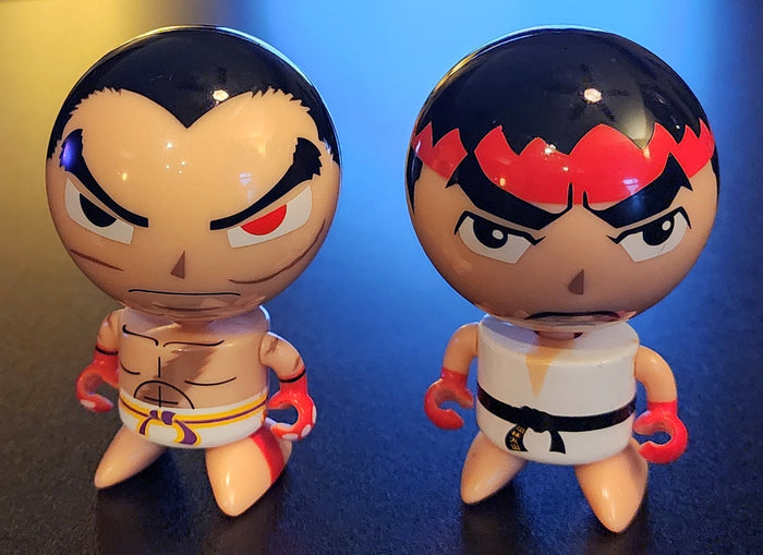 Kazuya and Ryu Street Fighter x Tekken Bobble Buds LOT